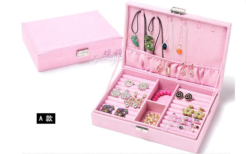 guanya brand jewelry Accessories box plate stud earring earrings storage case ring wedding birthday: pink 668