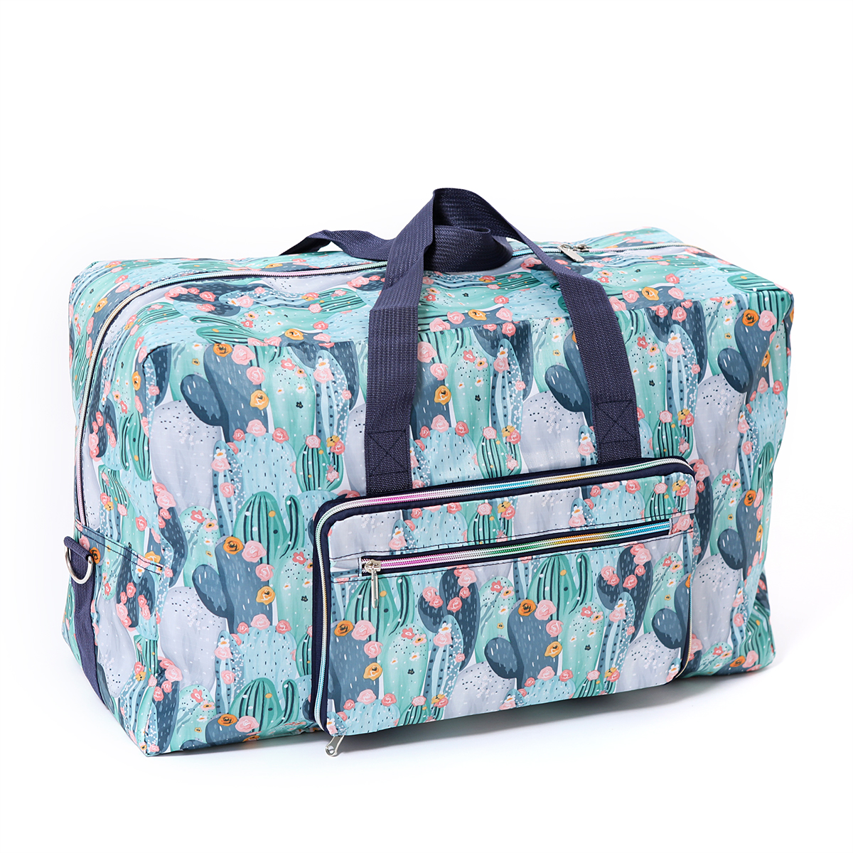 Foldable Travel Bag Women Large Capacity Portable Shoulder Duffle Bag Cartoon Waterproof Luggage Tote Bags with Shoulder Straps: Pink