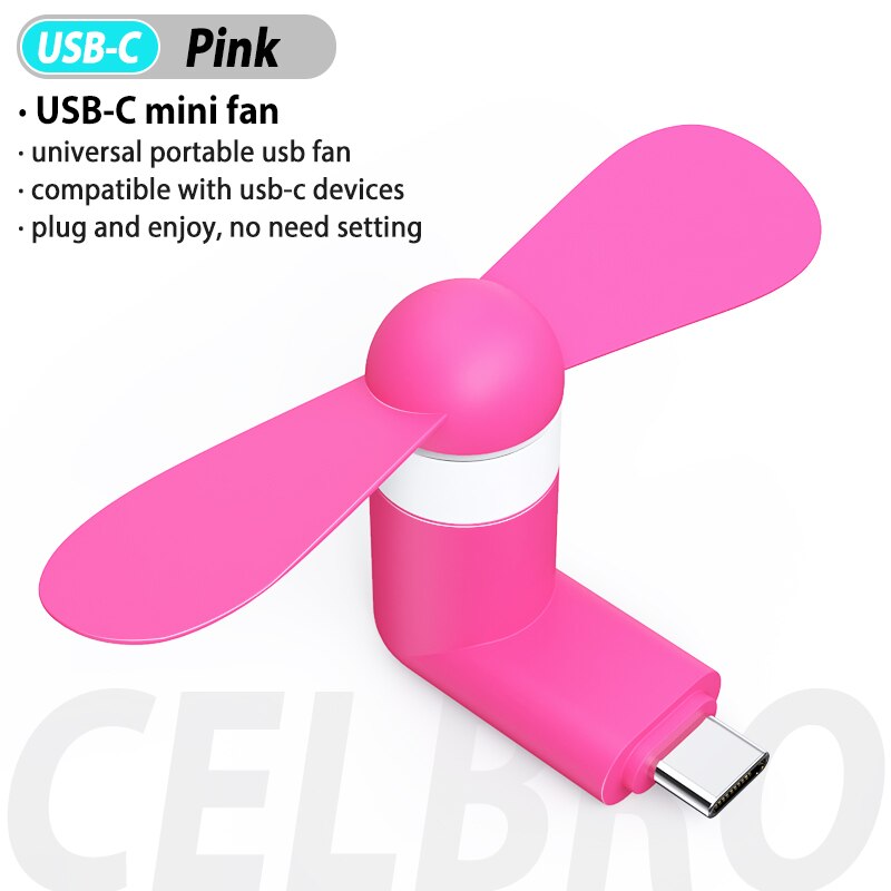 USB-C Cute Portable Flexible Mini Type C Fan Bendable removable Type-C Gadgets Low power for Powerbank Phone for Samsung Laptop: Pink