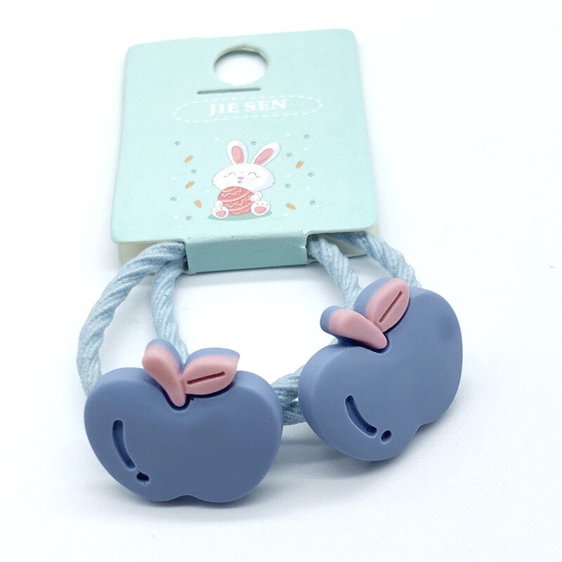 Mini bandeaux pour cheveux mignons de dessin animé pomme carotte, fraise, accessoires pour filles, Mini bandeau gomme colorée,: blue apple