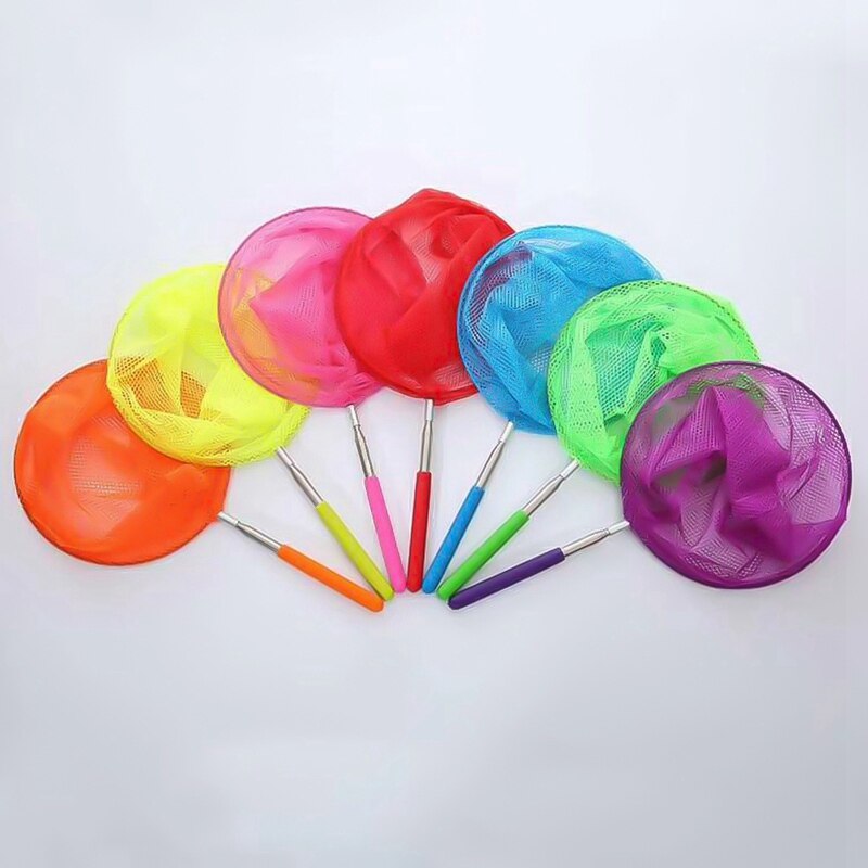1PC Fishing Net Rainbow Telescopic Butterfly Net,Insect Catching Nets for Children Catching Insects Bug Small Fish: Default Title