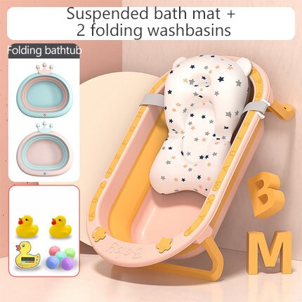 Antiderrapante dobrável portátil plástico pequeno da banheira do banho da criança da banheira do bebê antiderrapante com almofada do bebê por 0-5 anos: pink6