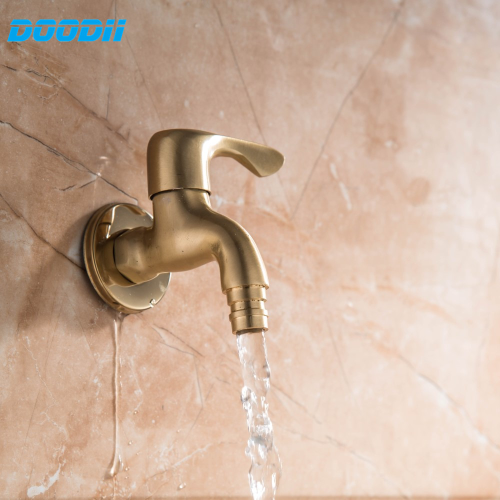 Doodii Antique Solid Brass Cold Water Wall Tap Garden Piscinas Long Washing Machine Water Tap Basin Faucet Bibcock taps