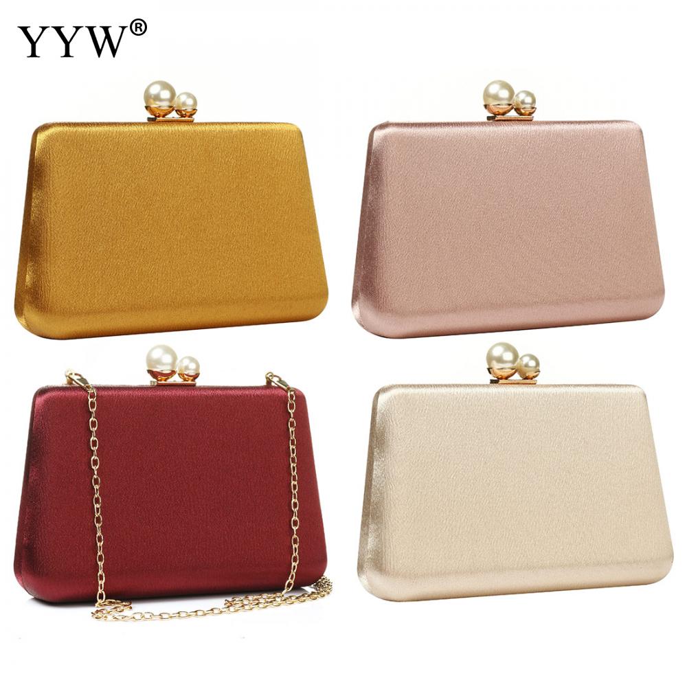 Golden Women Dinner Bag Simple Buckle Bag Handbag Wedding Dinner Party Chain Shoulder Bag Women Evening Bags