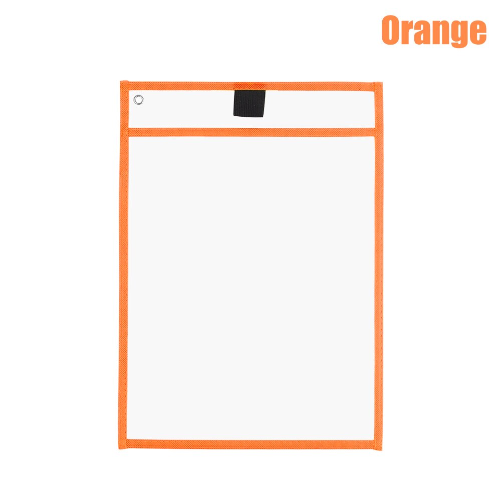 Reusable Dry Erasable Pockets Transparent Write And Wipe Drawing Board Dry Brush Bag File Pocket For Teaching Kids Pastels: Orange