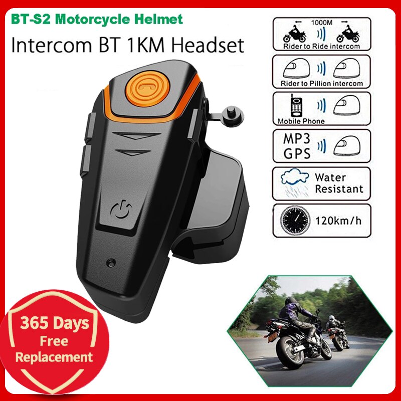 Originele BT-S2 Pro Handsfree Motorhelm Intercom Motorbike Draadloze Bluetooth Headset Waterdichte Interphone Met Fm Radio