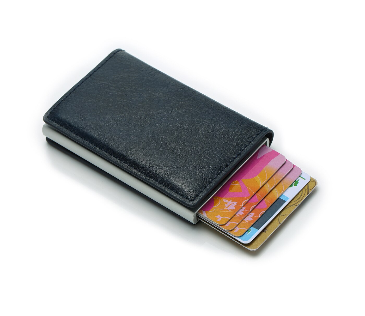BISI GORO Slim RFID Wallet Business Card Holder Hasp Aluminum Credit Card Wallet Metal Credit Mini smart Men Purse Case: blue 9810