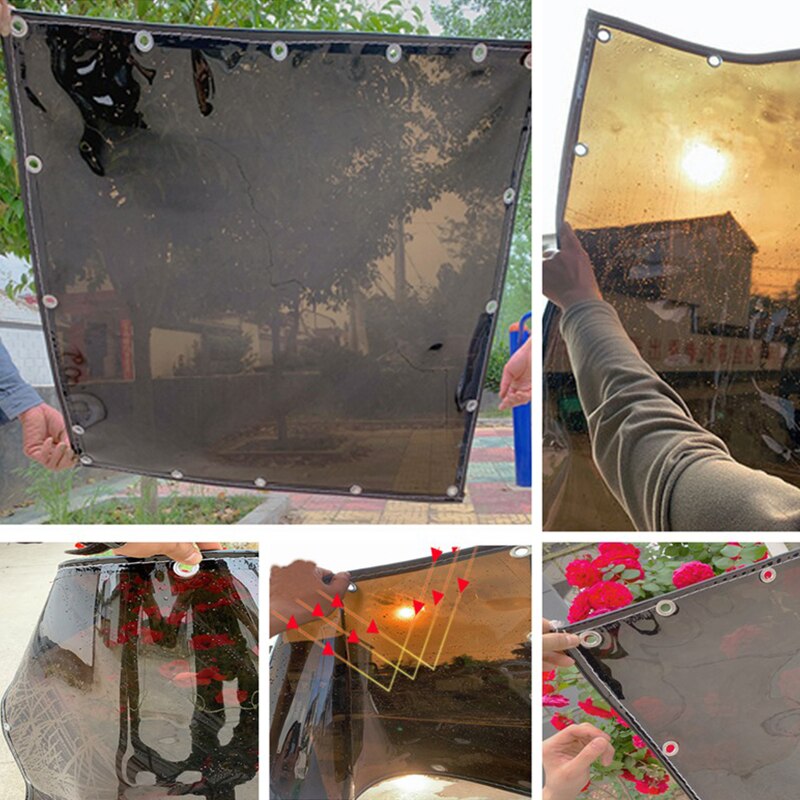 Custom 0.35mm Thick PVC Rainproof Cloth Black Transparent Tarpaulin Garden Plant Awning Aiti-UV Sun Protective Waterproof Cover