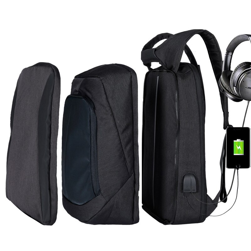 XQXA 17.3 "Slim Laptop Rugzak Vrouwen/Mannen Zakelijke Tassen met Usb-poort Opladen Waterbestendig Schooltas voor College rugzakken: 1806Nwith U Front BL