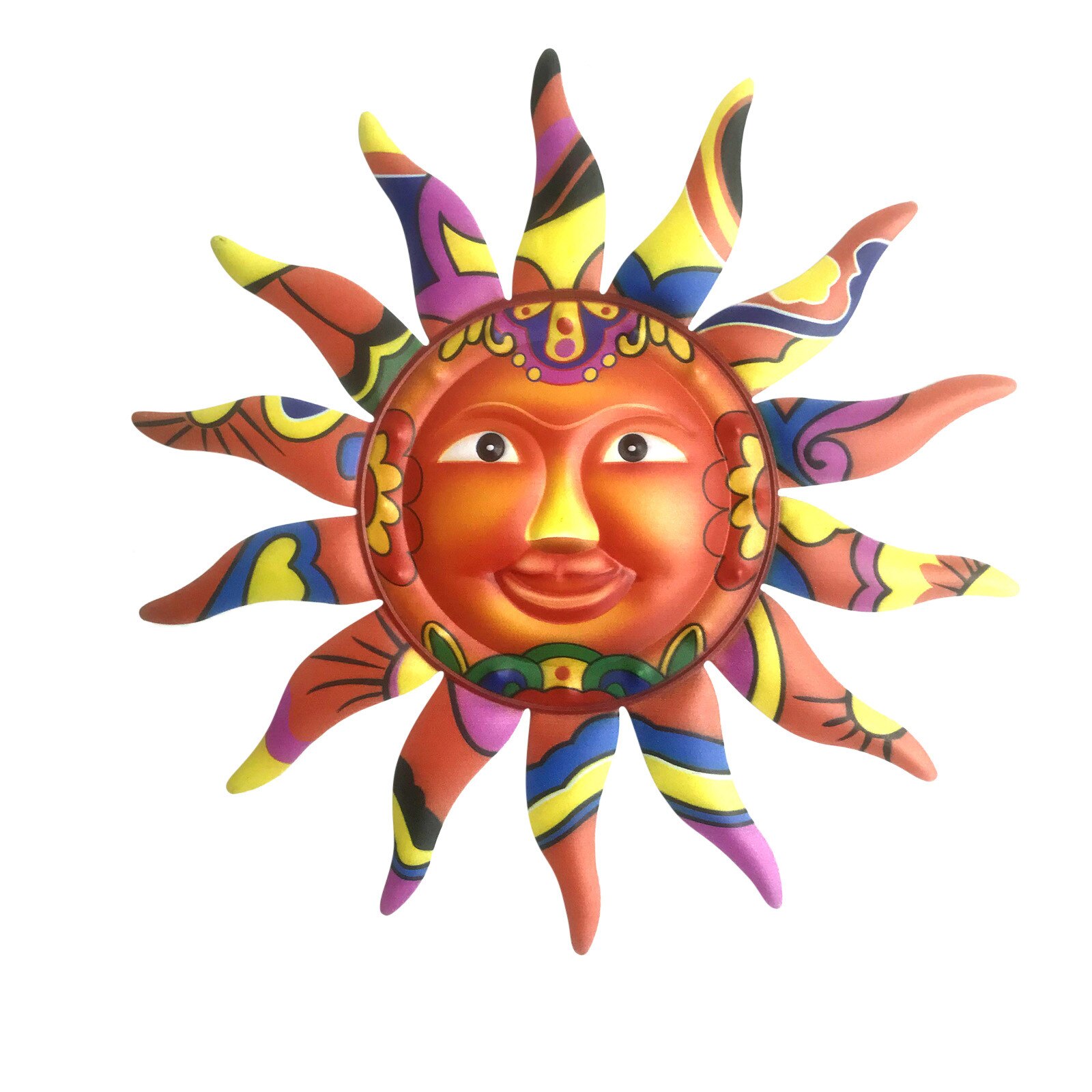 12.7 Inch Stylish Metal Sun Wall Art Decor Hanging Vivid Handmade Painting Home Decoration For Home Garden DIY Wall Decor: Orange 