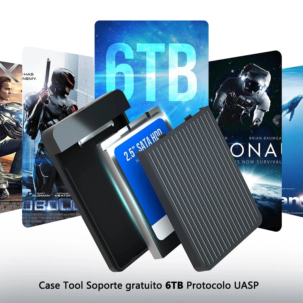 2,5 HDD/SSD-Gehäuse SATA auf USB 3.1/3.0 Adaptergehäuse 6 Gbit/s HD Externe Festplattengehäuse Box für Festplatte HDD Typ USB-C-Gehäuse