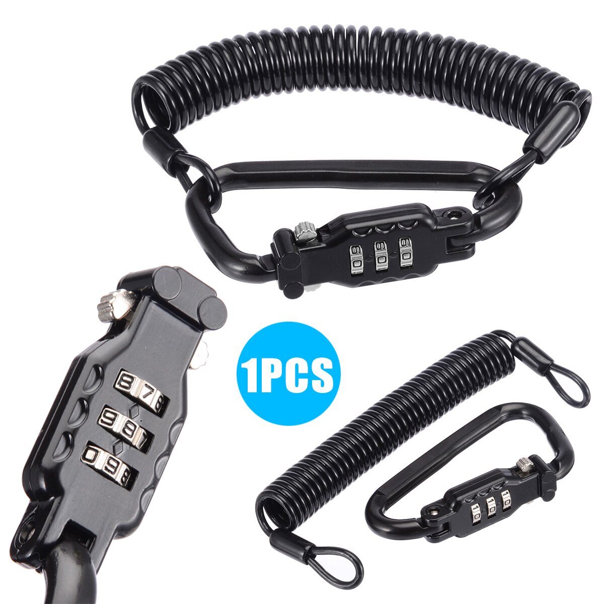 Mayitr 1pc Universal Motorcycle Helmet Lock Helmet PIN Code 999 Combination Locks With T-Bar Black For Locks &amp; Latches