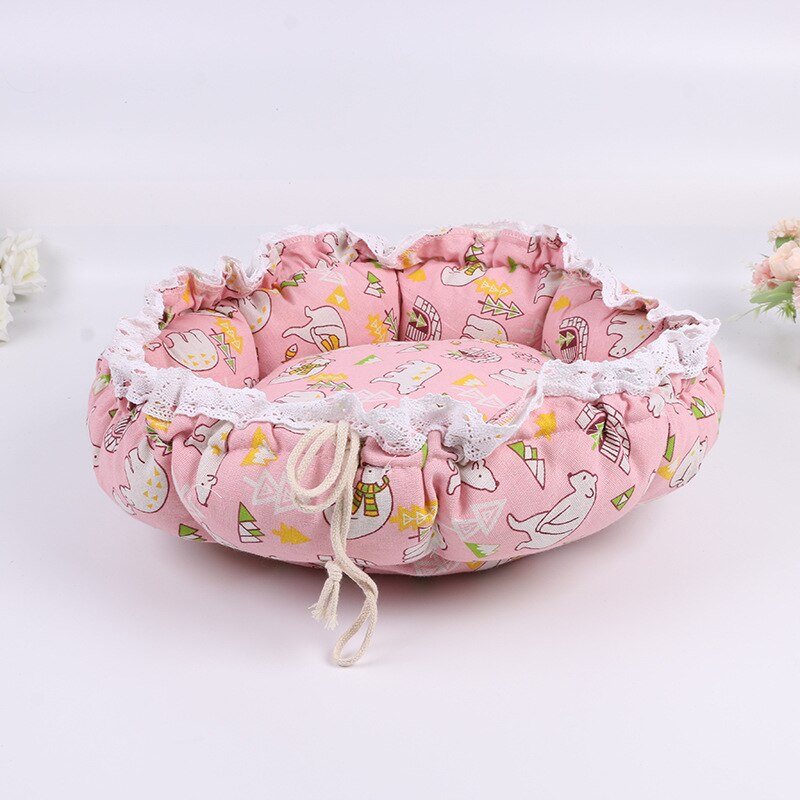 Pet Dog Nest flower Bud Nest Pumpkin Nest Small Dog Kennel Cat Nest Pet Mat Sleep Nest For Cat Teddy Chihuahua Bed: Pink bear