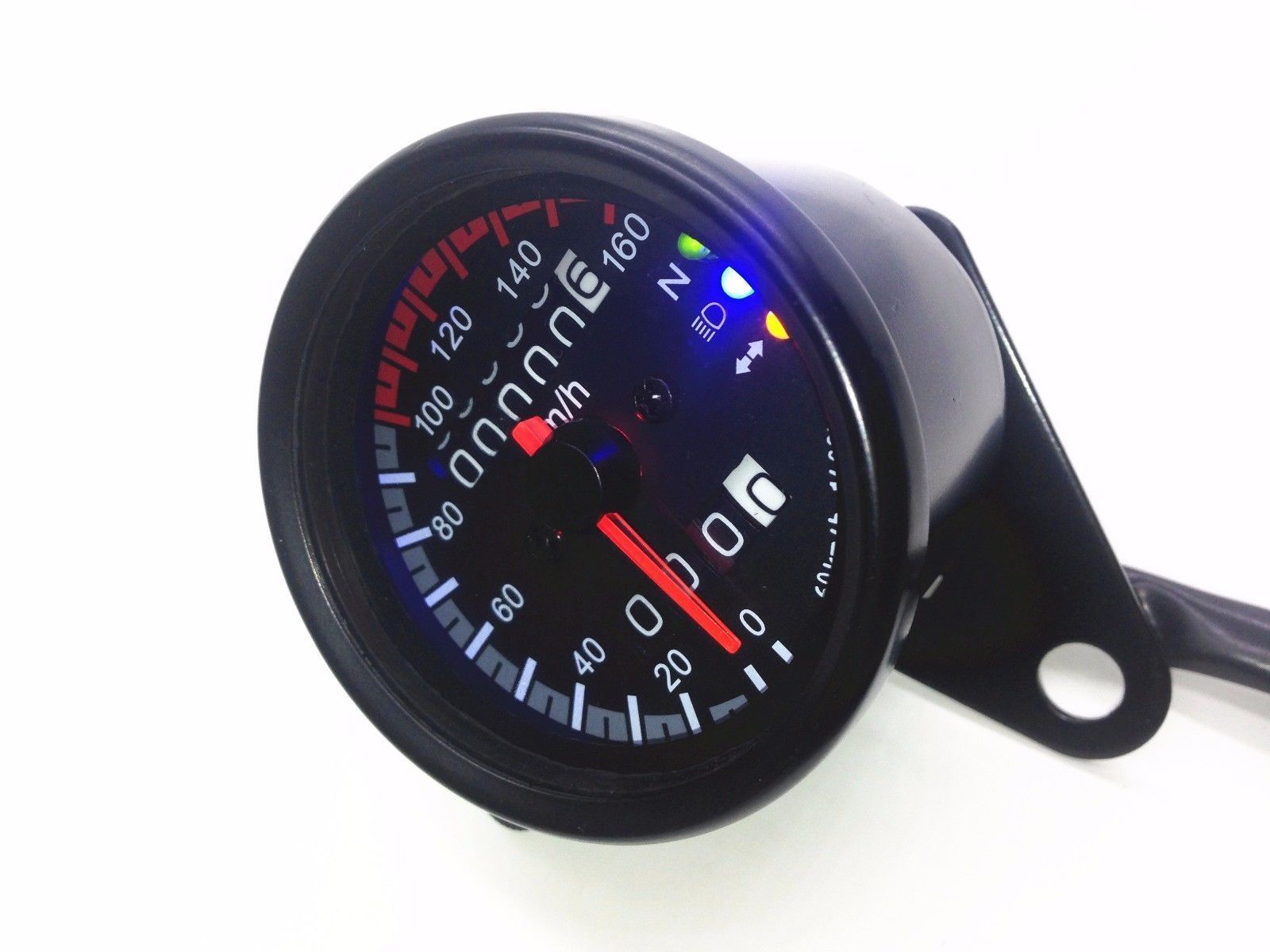 LED Backlight Signal Motor Odometer KMH Speedometer Gauge Vintage Retro Cafe GN