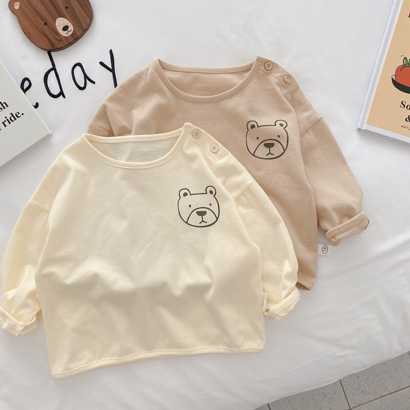 Meisjes Jongens Casual T-shirt Baby Zuigelingen Kids Kinderen Herfst Lange Mouw Katoenen Cartoon Tops T-shirts Basic Tee ADK144