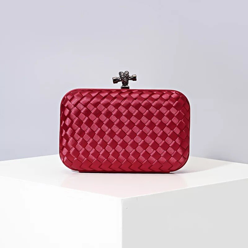 Bolsa de maquillaje de seda europea y americana tejida a mano para mujer, bolsa de maquillaje de mano para mujer, a través de la sencilla bolsa de maquillaje para Cena: S6