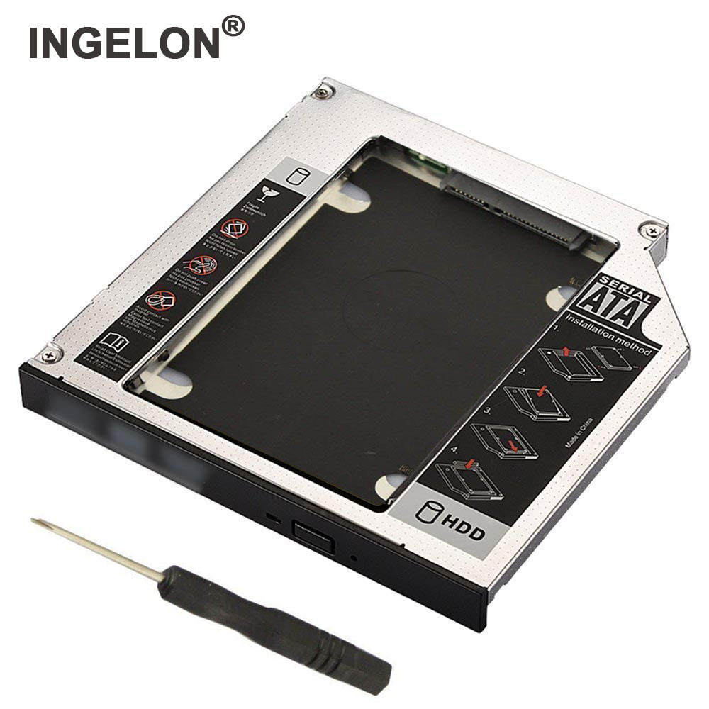 Ingelon SSD HDD Caddy 12.7mm Aluminum 2nd Hard Disk Drive Caddy Case Adapter For Universal Laptop CD/DVD-ROM Optical Bay adapter