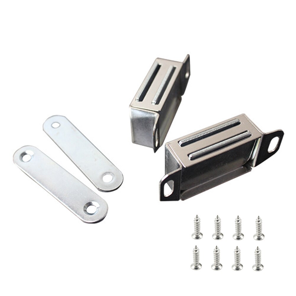 4pcs Cabinet Catch Latches With Screws Heavy Duty Pull Home Magnetic Kitchen Noise Reduce Stainless Steel Door Closure Hardware