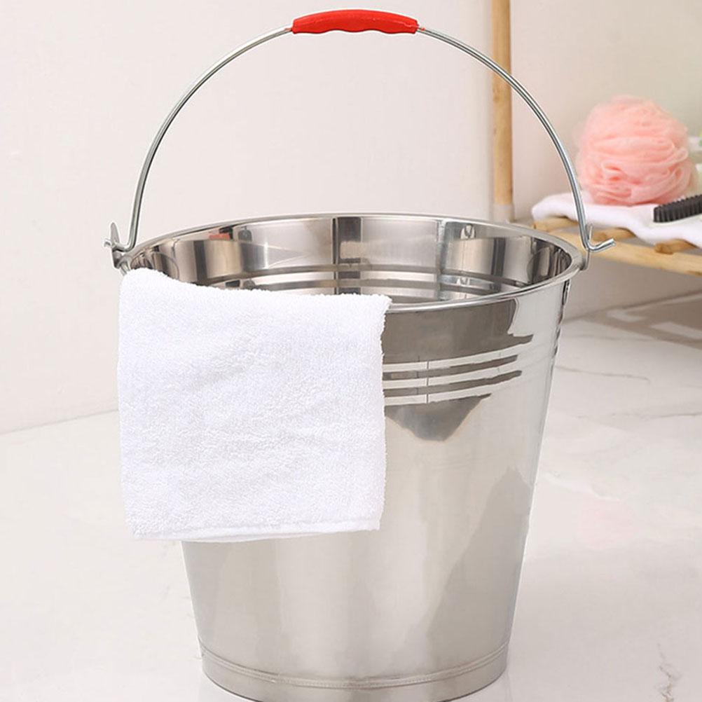 Stainless Steel Bucket Lid Heavy Duty Portable Water Milk Storage Container Large Capacity Metal Bucket for Farm