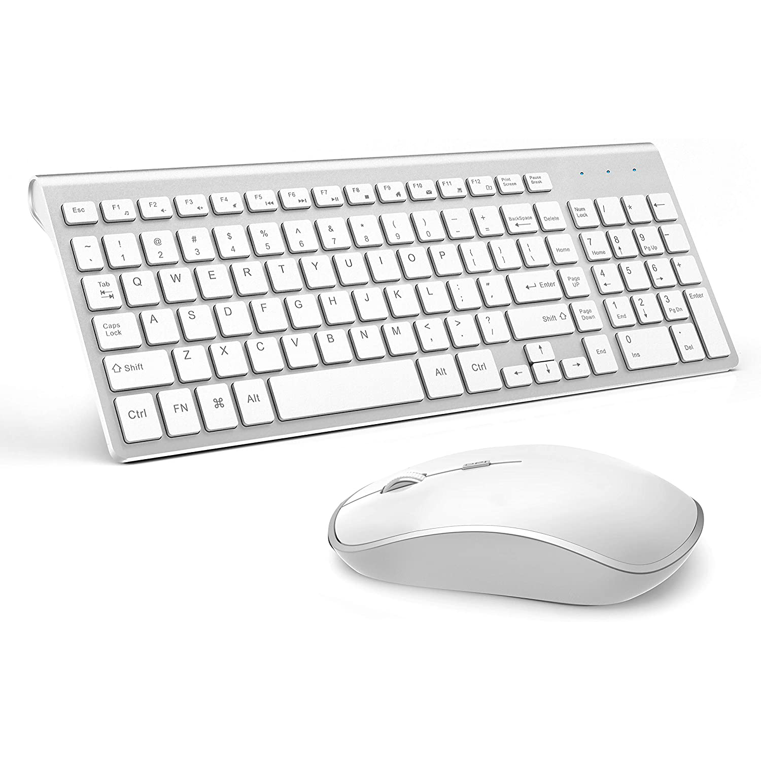 Draadloze Toetsenbord Muis, Full Size Met Numerieke Toetsen 。 compatibel Met Imac Mac Pc Laptop Tablet Computer Windows (Zilver Wit)