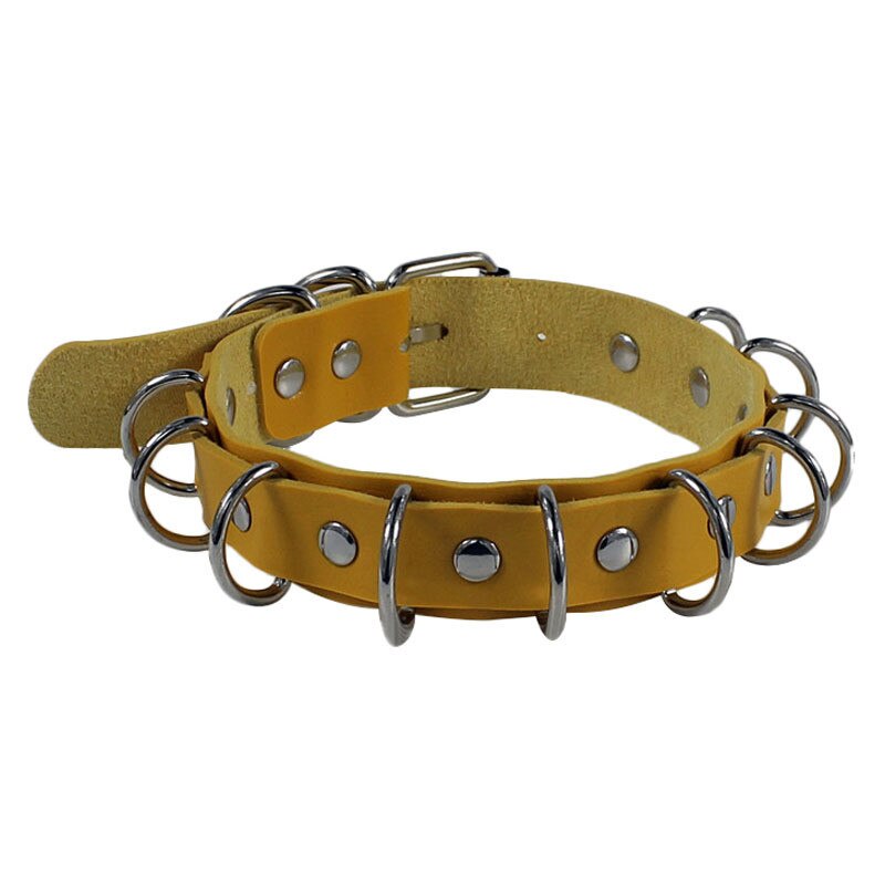 Collar de Metal multicapa con remache de punta redonda para mujer, Gargantilla gótica, joyería: yellow