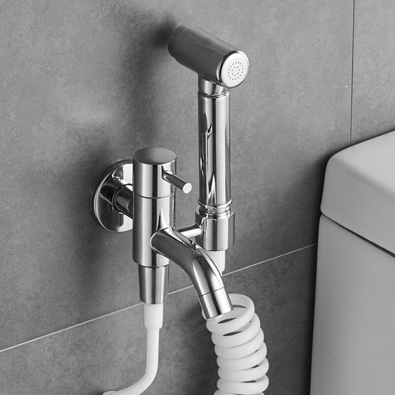 Grifo mezclador Bidet frío para baño con cabezal de ducha de latón negro montado en la pared lavado de mujer fregona grifo Shattaf Set WF0014A: Amarillo