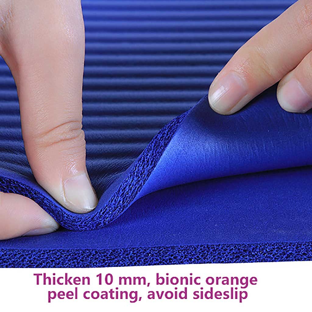 Extra Thick Yoga Mat - 173x61cm - 5mm NBR - Non-Slip Fitness Pilates Exercise Pad with Strap