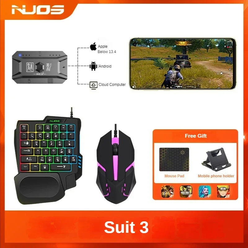 M1 Pro Mobile Game Controller 4-in-1-Maus-Tastatur-Adapter-Konverter BT V5.0 Programmierbarer Adapter, unterstützt IOS Android-System: Rot