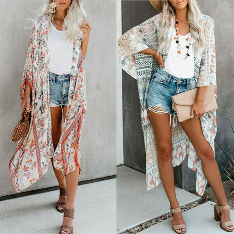 Vrouwen Zomer Bekini Set Zwemmen Pak Cover Up Bloemen Open Stitch Lange Lengte Beach Cover Up
