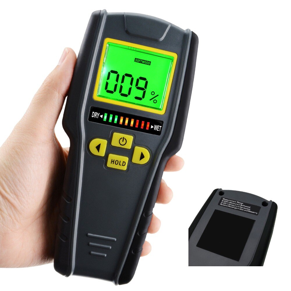 Digital Pinless Non-invasive Inductive Moisture Meter Hard Soft Wood Drywall Masonry Scanner Wet Dry Tester Traders Craftsmen