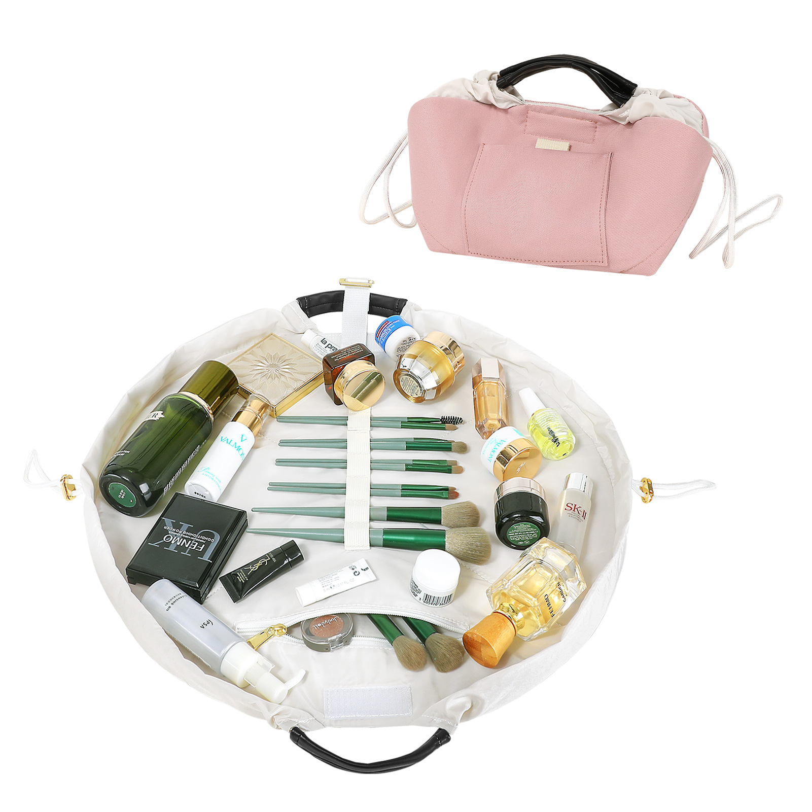 Kosmetik machen-hoch Tasche Veranstalter Toiletten artikel Kordel zug Tasche für Reise tragbare Aufbewahrung tasche ziehen Sie sterben Schnalle zufällig: Rosa