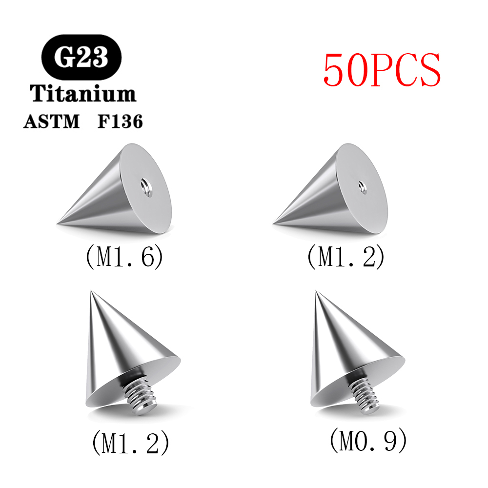 50 Uds G23 Piercing de titanio M0.9 M1.2 M1.6 accesorios de perno de oreja de rosca accesorios de anillo de nariz Piercing de ceja para el cuerpo