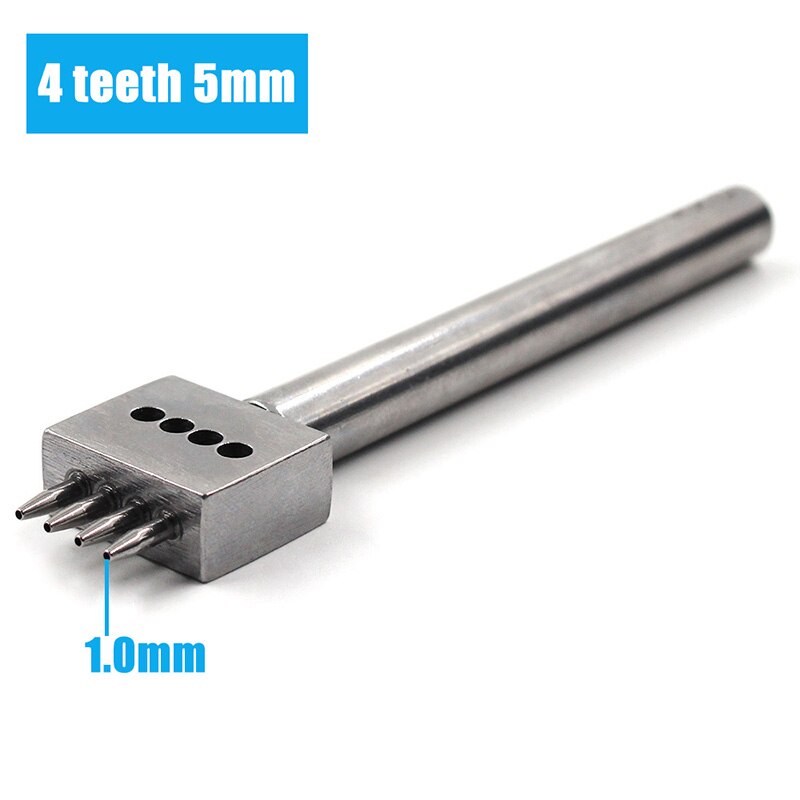 MAGT Leren Ponstool 3 Stuks Prong Beitel Zilver Gereedschapsstaal 2/4/6 Prongs DIY Handgemaakte Leren Gatenpons (5MM MAGT Leren Ponstool 3 Stuks Prong Beitel Zilver Gereedschapsstaal 2/4/6 Prongs DIY Handgemaakte Leren Gatenpons (5MM