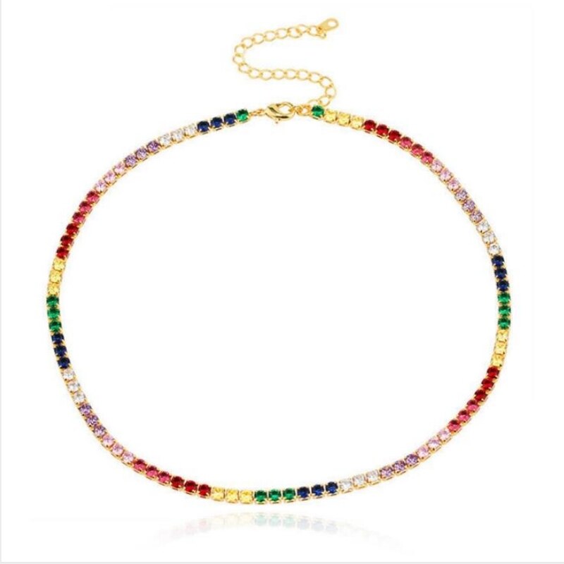 Weihnachten Regenbogen CZ Shiny Wassertropfen Choker Charme Halsketten Charming Frau Hochzeit Party Geburtstag Halsband Schmuck