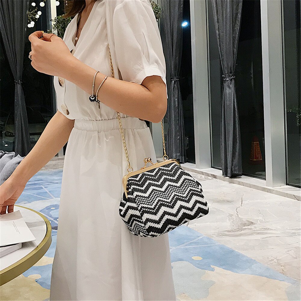 Geweven tas strandtas reistas dames schoudertas crossbody tas schelpvormige dames handtassen