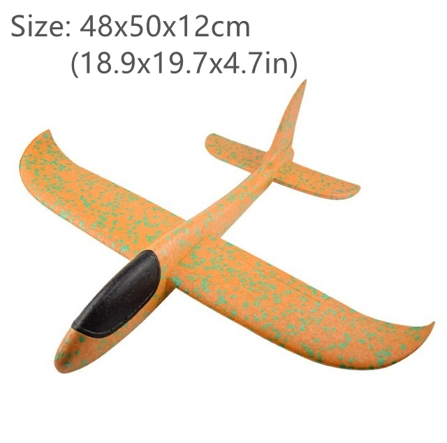 50CM Big Foam Plane Flying Glider Toy With LED Light Hand Throw Airplane Outdoor Game Aircraft Model Toys for Children Boys: 50cm Orange no LED