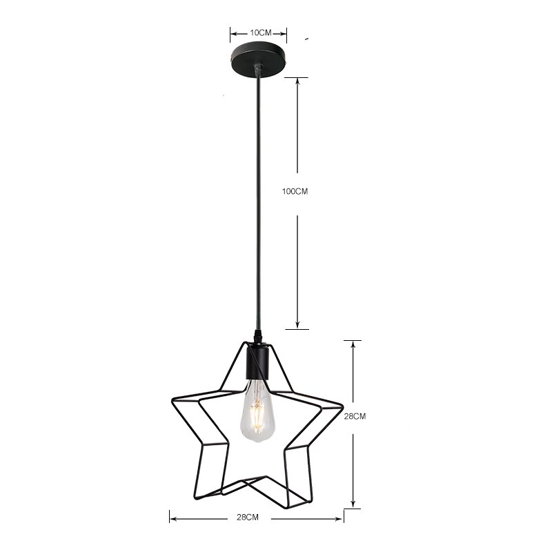 7 type moderne sorte bur pendel jern minimalistisk retro nordisk loft pyramide lampe metal hængende lampe  e27 indendørs: 8011