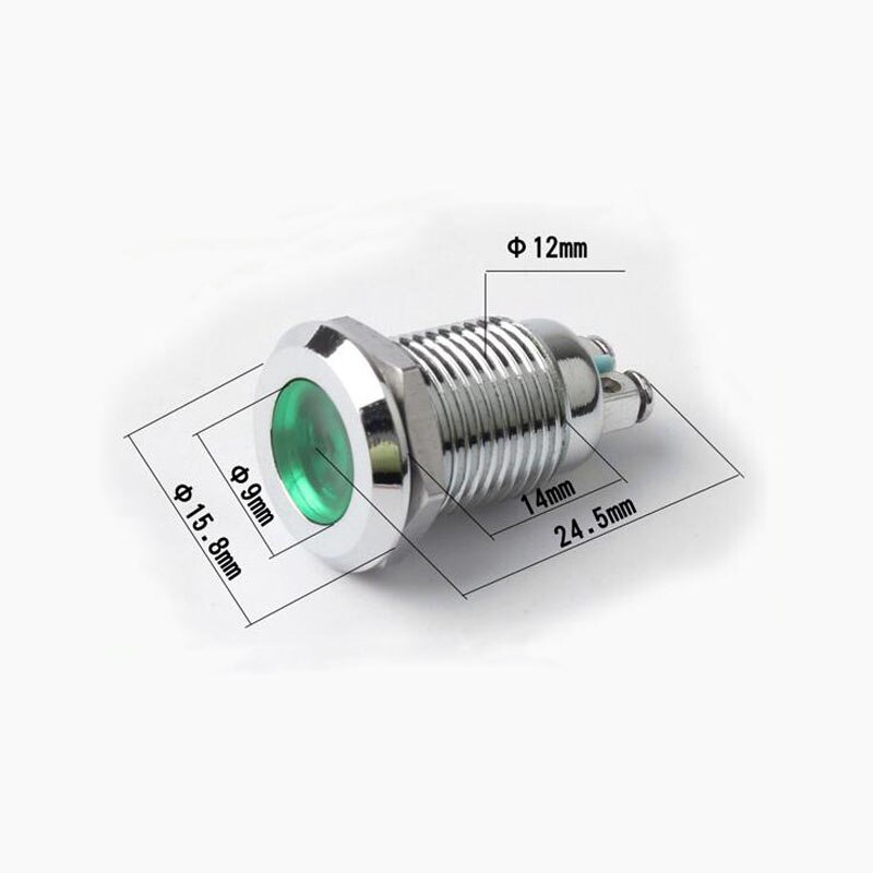 1PC 12mm LED Metal Indicator Light Waterproof Signal Lamp Warning Lights 12V 24V 220V Volts Red Blue For Dashboard Boat Light