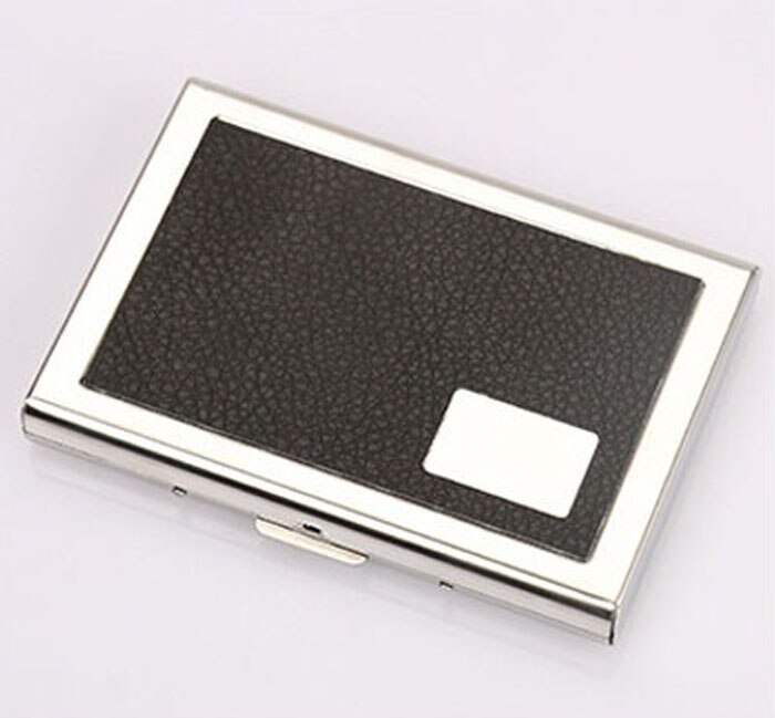 Solid Men Stainless Steel Credit Card Holder Id Business Card Case Wallet For Women 6 Colours: Black1