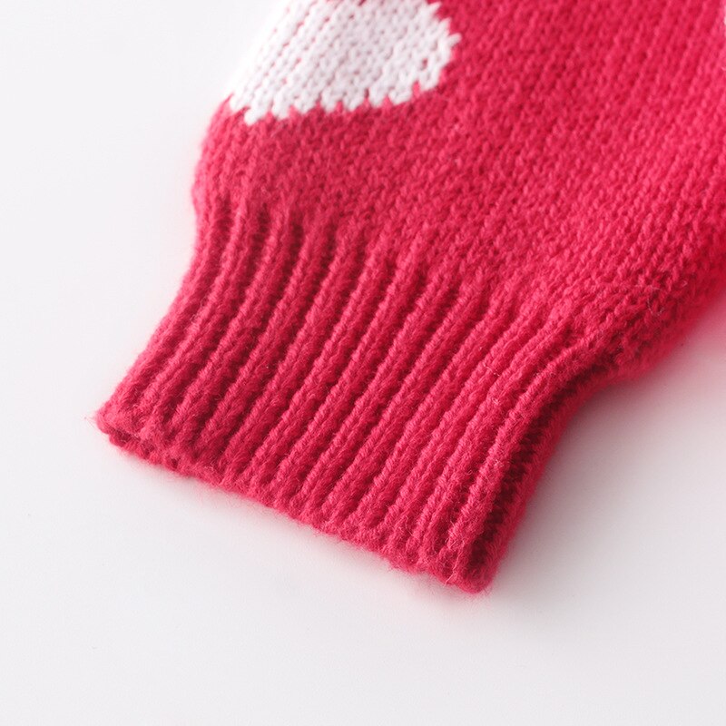 Kleinkind Mädchen Winter Kleidung Langarm zur Seite fahren Winter Liebe Drucken Spitzen Kleinkind Mädchen Gestrickte Oansatz flexibel zur Seite fahren 0-24 M