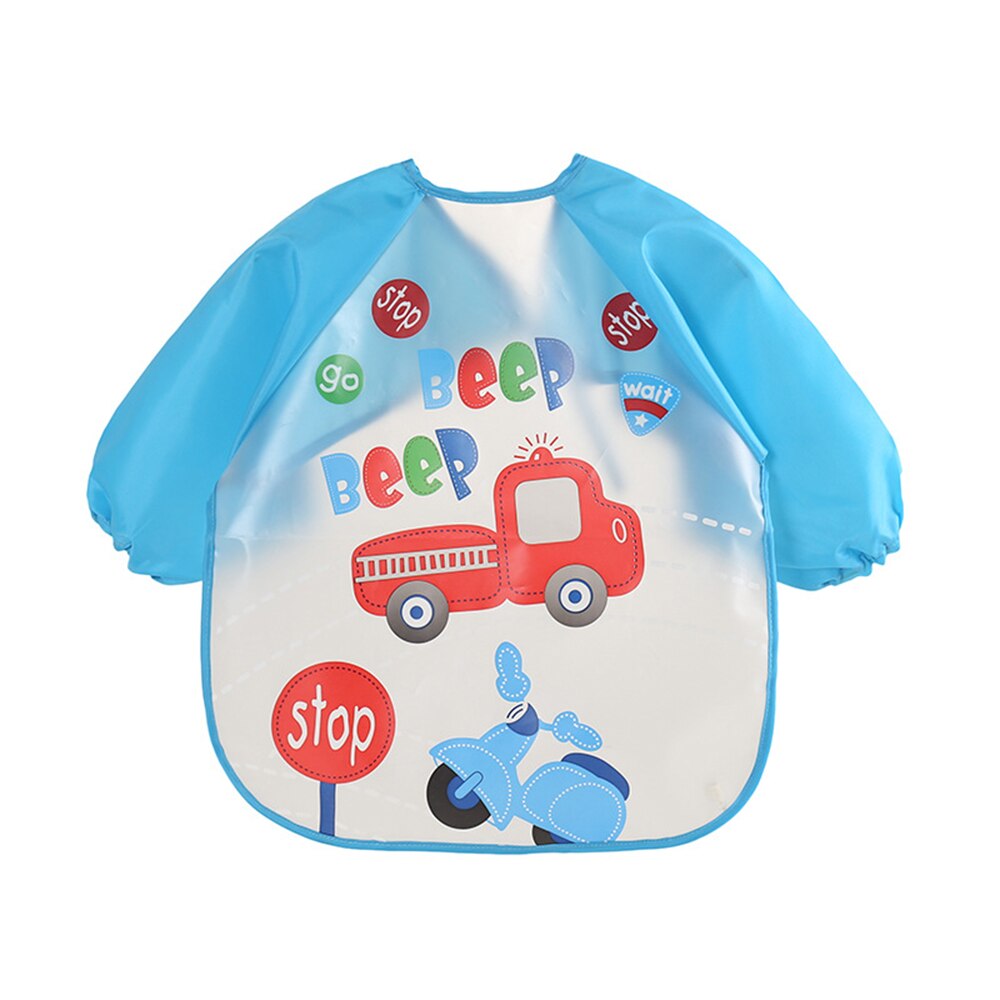Barnas lange ermer fôringe kittel servering wearbaby smekker eva gutt spise klær baby forkle baby vanntett kjeledress: 04- biler