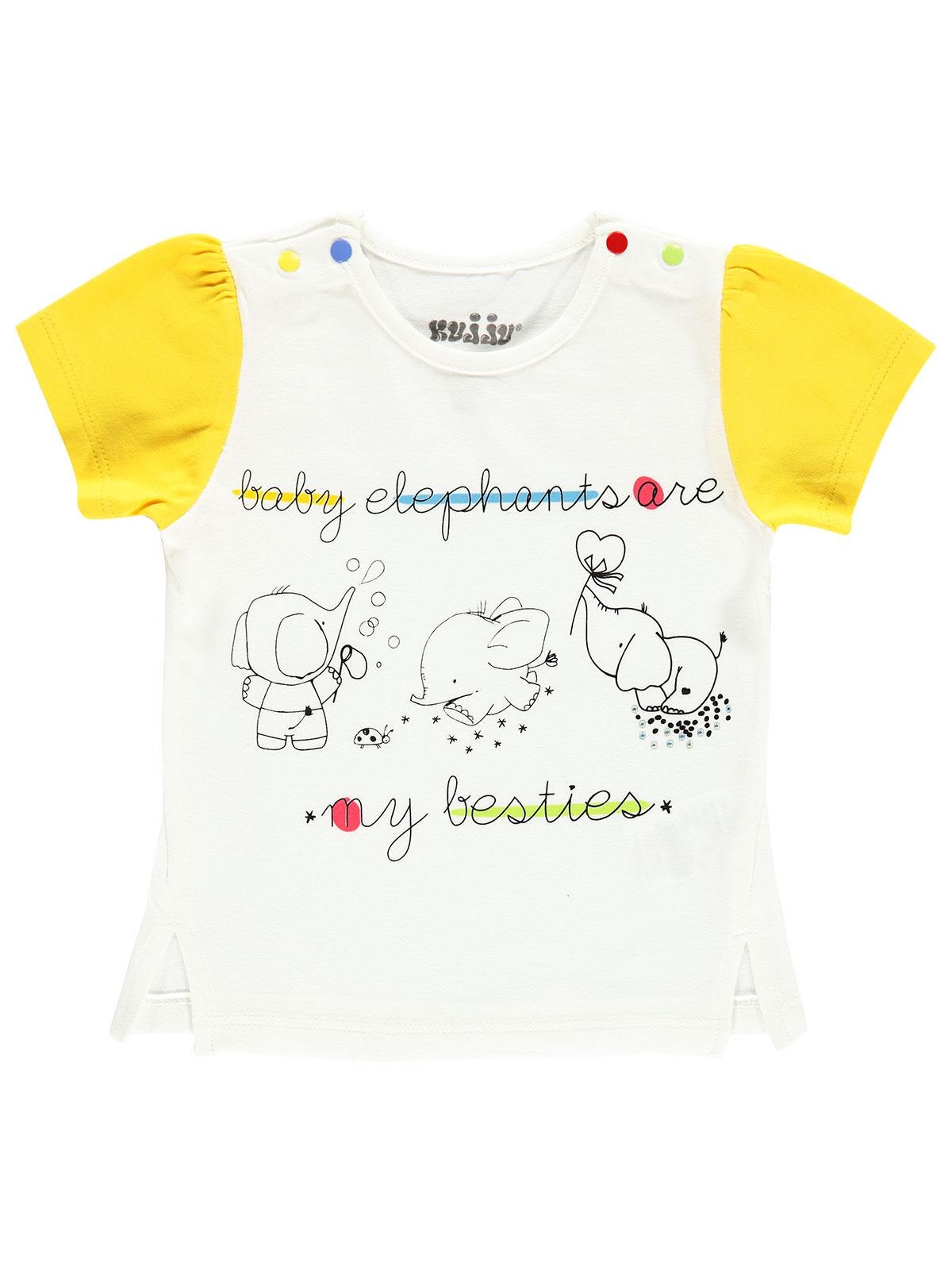 Afslappet sommer kortærmet bomuld camiseta блузка tegneserie civil pige baby t-shirt 6-18 måneder bomuld  % 90 elastan  % 10: Gul / 6m