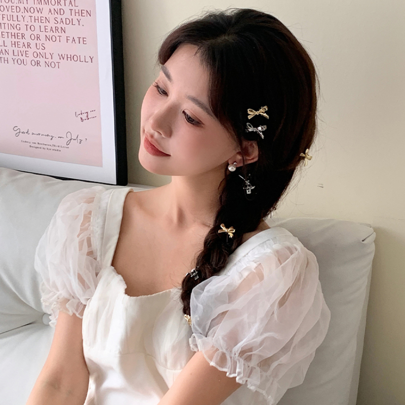Korean Sweet Cool Y2K Girls PU Bow Hairpin Korean Personality Silver Leather Hair Clip Female Hair Accessories