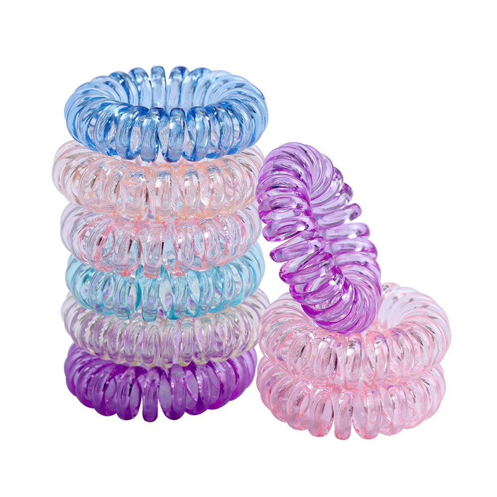 Bandeau élastique transparent pour cheveux, 1 pièce, pour femmes, en spirale, corde de téléphone, accessoires pour cheveux