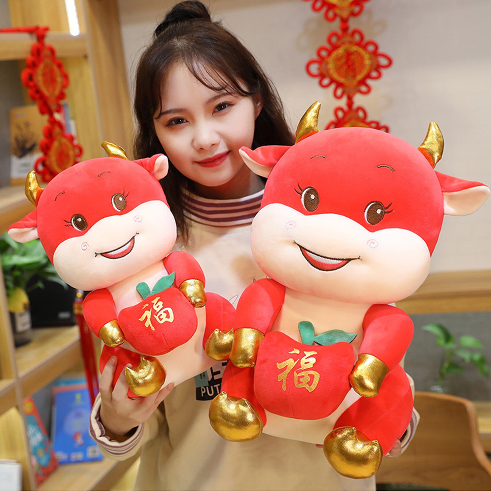 25Cm/35Cm/45Cm Chinese Zodiac Koe Knuffel Mascotte Ox Pop Desktop Decoratie Bull thuis Leisure Kussen Kussen Kinderen