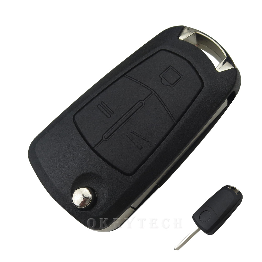 Carcasa de llave abatible para Opel Astra H, Corsa D, j, insignia g, vectra c, mokka, zafira, 2 botones, funda de llave remota plegable, Fob, espacios en blanco automáticos