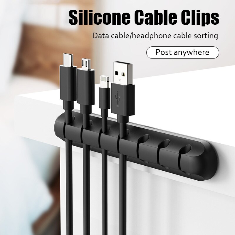 Organizer per cavi avvolgicavo Mouse scrivania organizzatore auricolare cavo per cuffie supporto per protezione telefono cellulare Clip per la gestione dei cavi USB