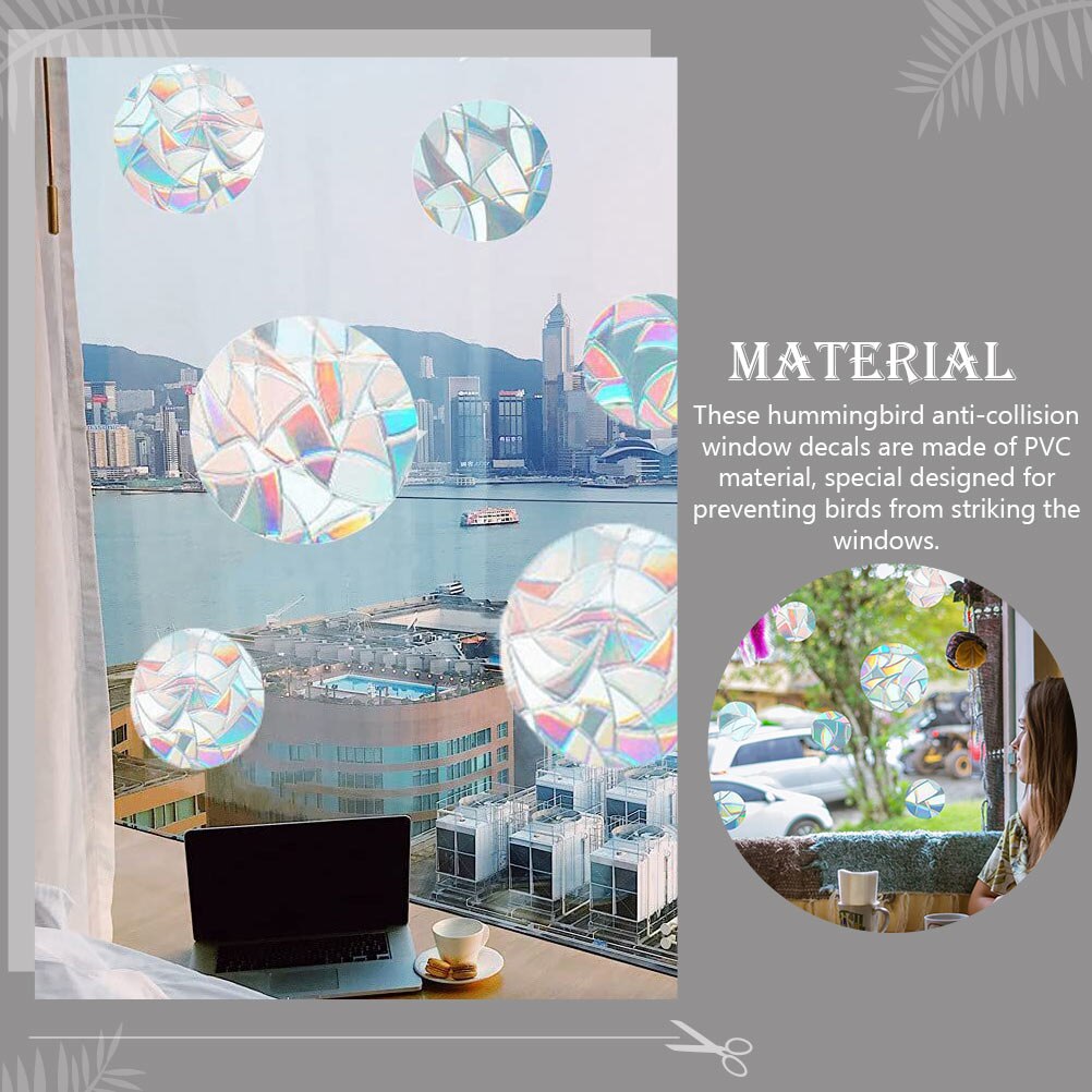 2 Sets Hummingbird Anti-collision Window Cling Adhesive Bird Deterrent Stickers