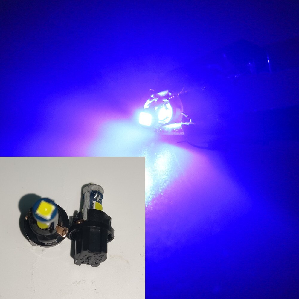 Ampoule led T5 B8.5 B8.5D 3030-3SMD, 20 pièces, indicateur de jauge, lumières intérieur du tableau de bord, lampe latérale, dc 12v: (T5)Blue