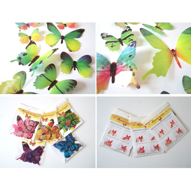 3D Butterfly Stickers Wall Decor Adhesive Butterflies Stickers Art Removable Mural Home Living Room Wall Decal Decorations